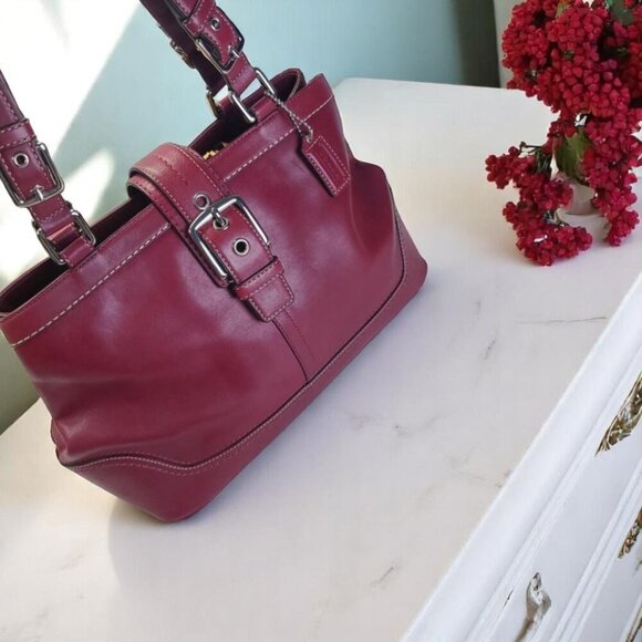 COACH Hamptons Satchel in burgundy/berry red Y2K - Picture 3 of 12